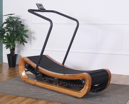 A product shot of the wooden American Weights treadmill