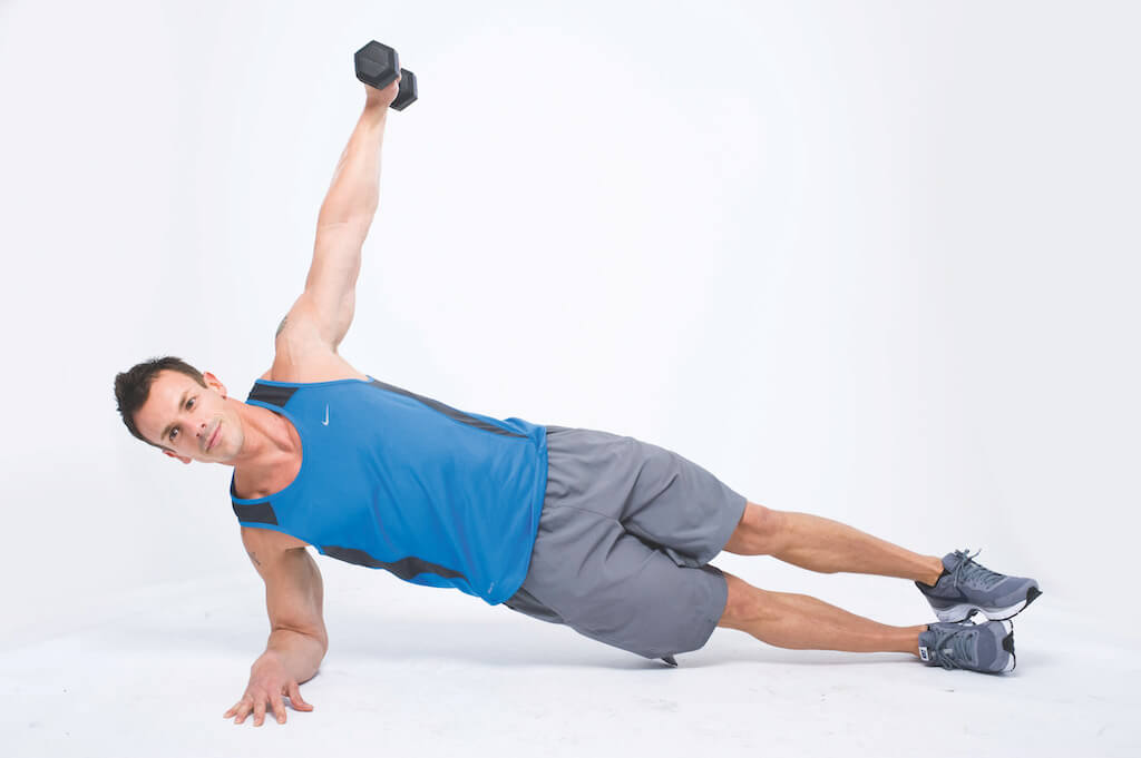side plank with lateral raise