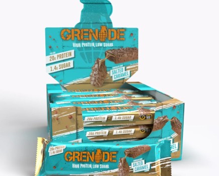Product shot of Grenade Protein Bars in a box