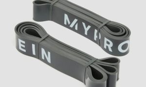 Myprotein Resistance Bands; grey rolled up resistance bands