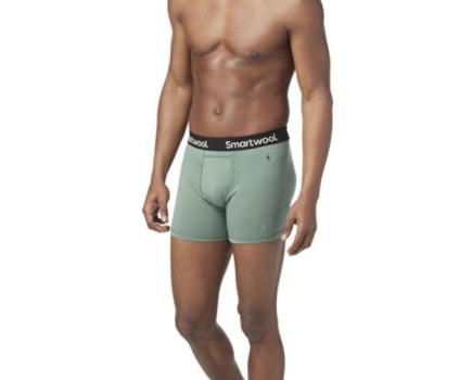Product shot of a man wearing Smartwool boxer briefs